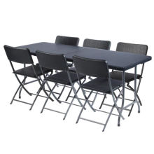 6FT Rattan Plastic Folding Table and Chairs Set